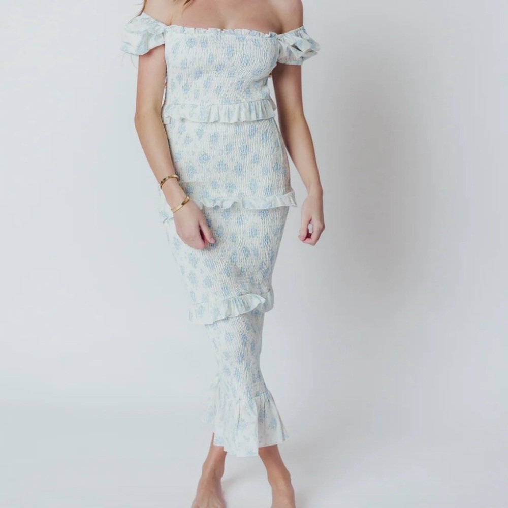 Blue Floral Maternity Dress